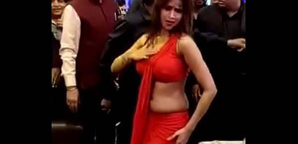  Hot nude Indian Girl Mujra in Red Saree